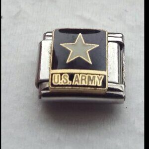 Enamel US Army Reserve logo 9mm stainless steel Italian charm bracelet link new